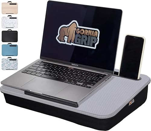 Miniatura 10 de Gorilla Grip Escritorio de regazo con soporte para teléfono, tamaño perfecto para portátiles de hasta 15.6 pulgadas, superficie plana, reborde