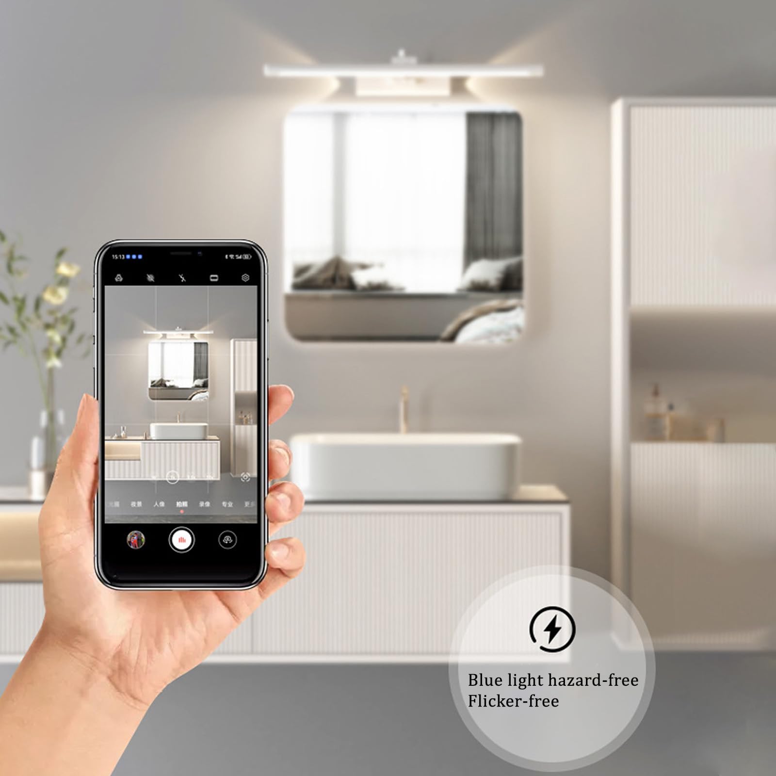 LED Spiegelleuchte Bad Wandleuchte 320° Drehung Einstellbarer Winkel Wandleuchten Bildbeleuchtung Wasserdicht Wandbeleuchtung Wohnzimmer Schlafzimmer Schminktisch (Weißes Neutrales Licht,40cm)