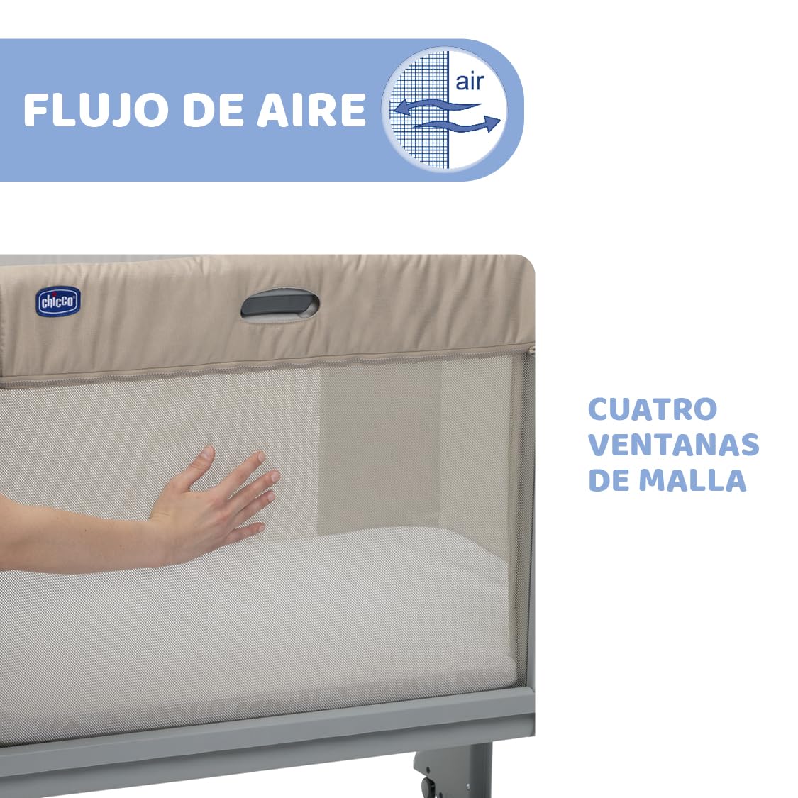Chicco Next2Me Forever, Cuna Colecho Bebé 3in1, Se Convierte en Cuna Montessori, hasta 4 Años (22 Kg), Altura Ajustable, Buena Circulación del Aire, 4 Ruedas, Colchón Incluido
