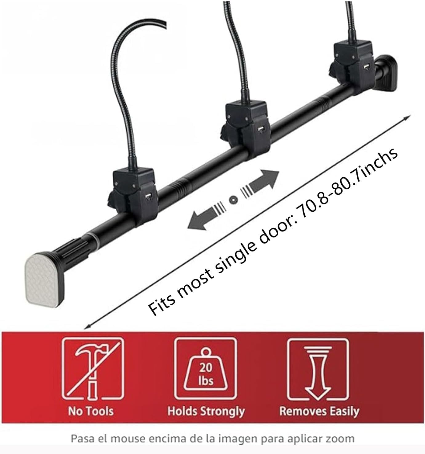 Garland Hanger for Front Door,Adjustable Fits 32"- 80" Doors,Heavy-Duty Christmas Halloween Decoration Holder for Wreaths,Lights,No Screws,Drilling,Glue-Damage-Free,Holds Up to 20 lbs (70"-80")