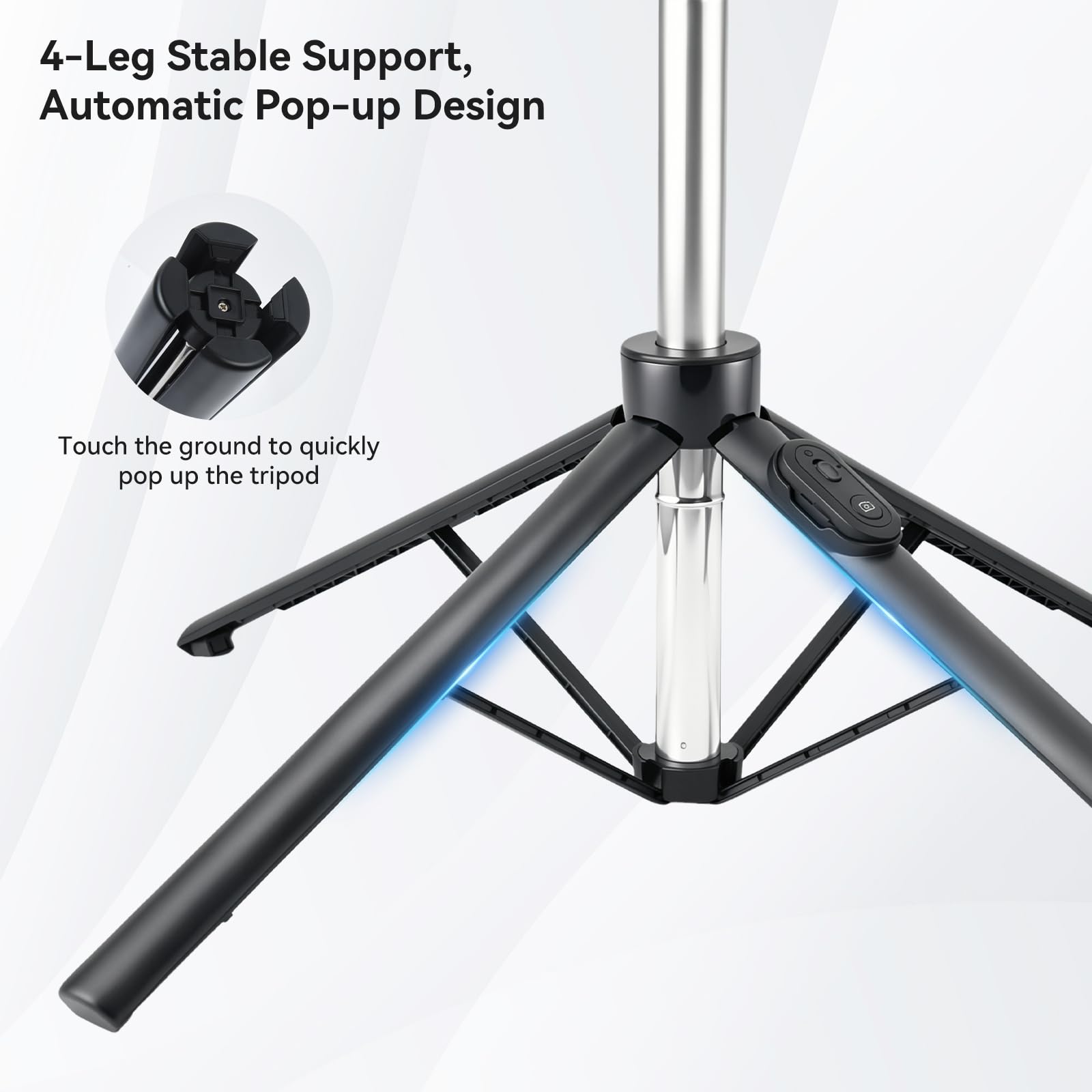 aceyoon Palo selfie extensible de 180 cm con base de 4 patas y clip magnético para teléfono