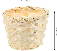 Vista 4 de 5 canastas pequeñas de bambú tejidas de Pascua para regalos, manualidades, pequeños centros de mesa de mimbre para mesas, organizador de mesa