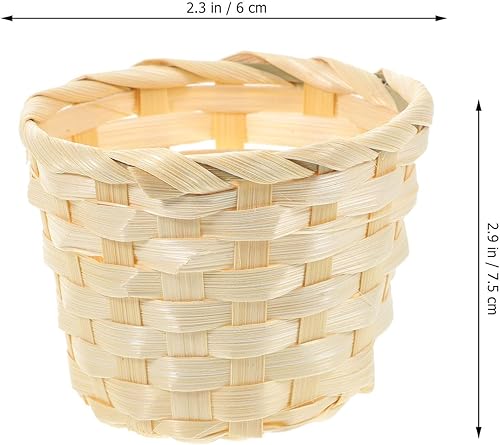 Miniatura 4 de Paquete de 5 mini cestas tejidas de madera, pequeñas cestas de almacenamiento de bambú, mini cestas para organización del hogar, manualidades y