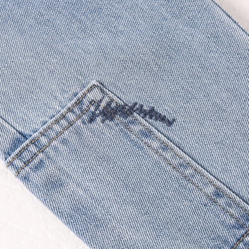 KIDSCOOL SPACE Baby Little Boys Jeans, Girls Elastic Waist Adjustable Ripped Patchworked Denim Pants4