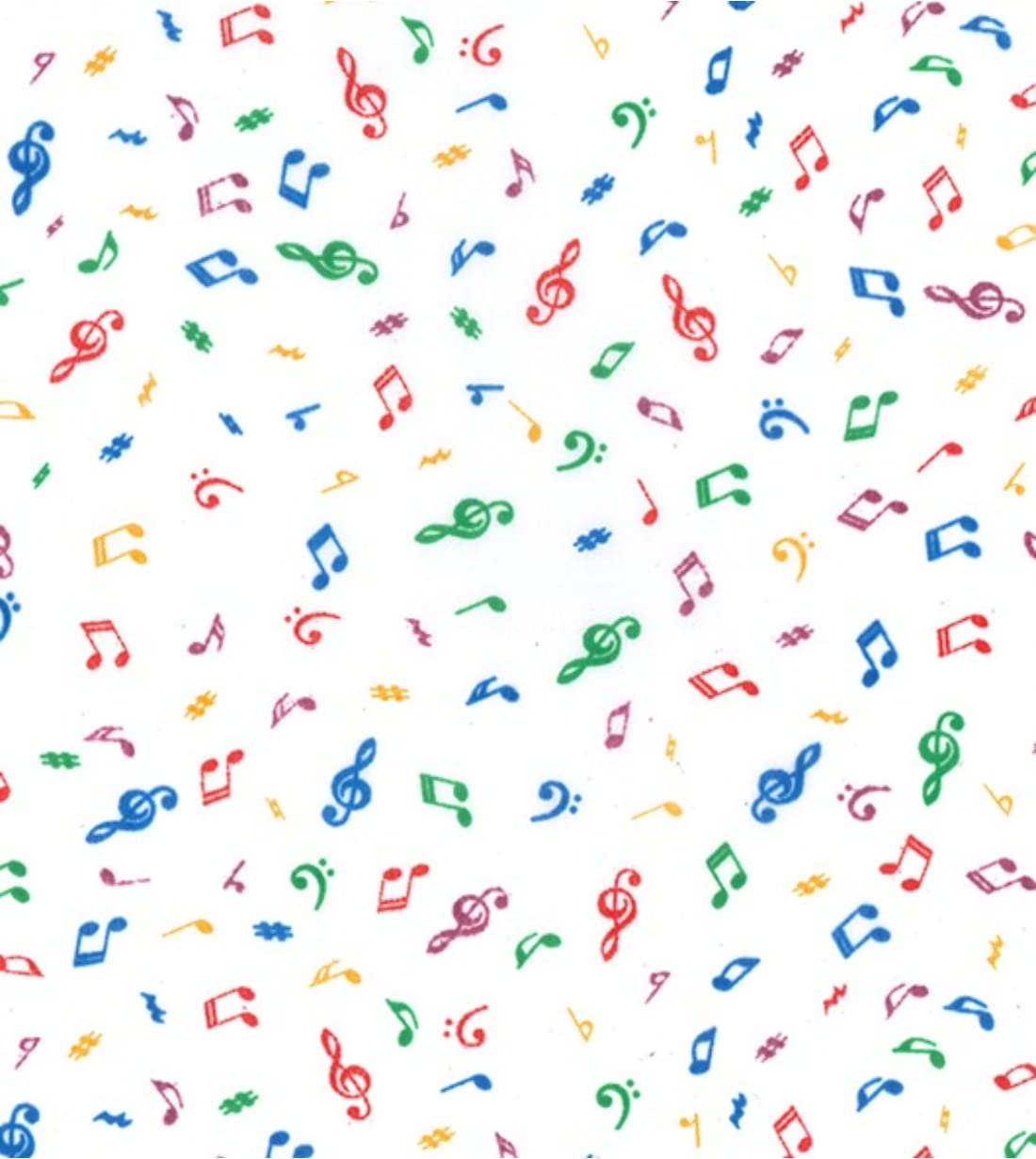 Crs Fur Fabrics Multi Printed Polycotton Craft Fabric Material - Rainbow Notes, 1Mtr 110Cmx100cm