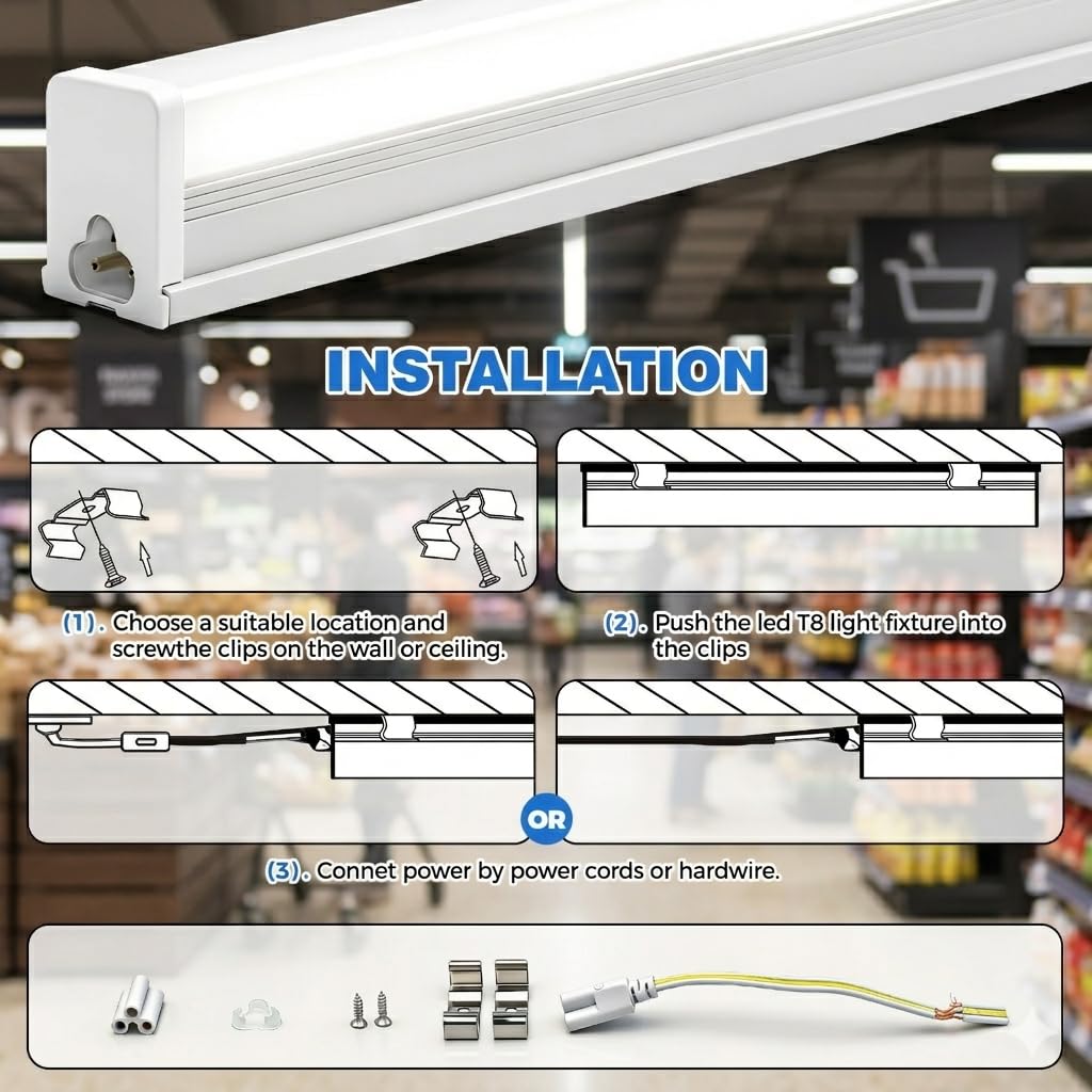 LED Feuchtraumleuchte 120CM 36W 3996LM 6500K IP65 Wasserfest Deckenleuchte Werkstattlampe 30 Pack