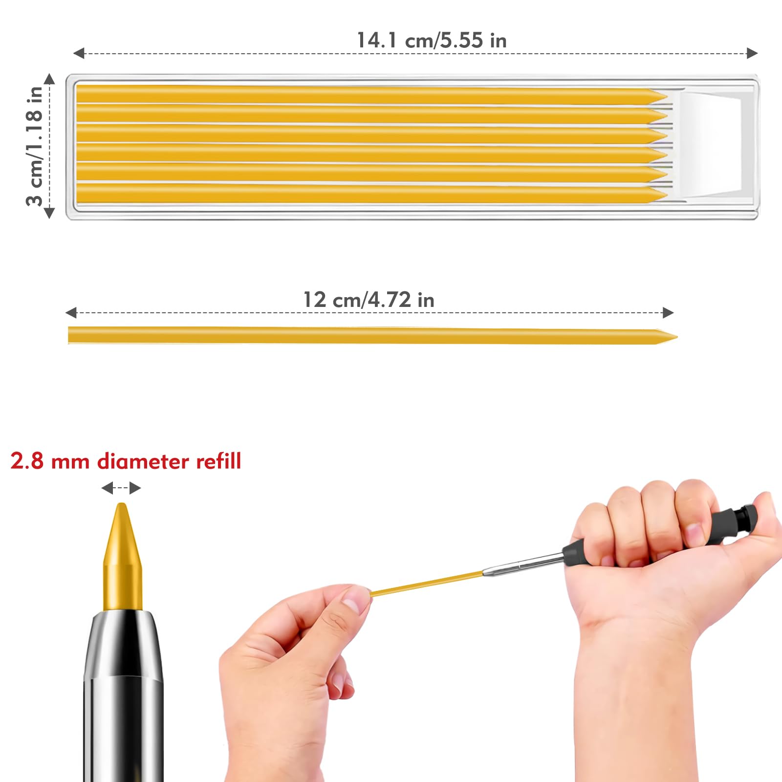SHCHING 36PCS Pencil Lead Refills for Tracer/Pica, 2.8mm Solid Pencil Refill - Image 3