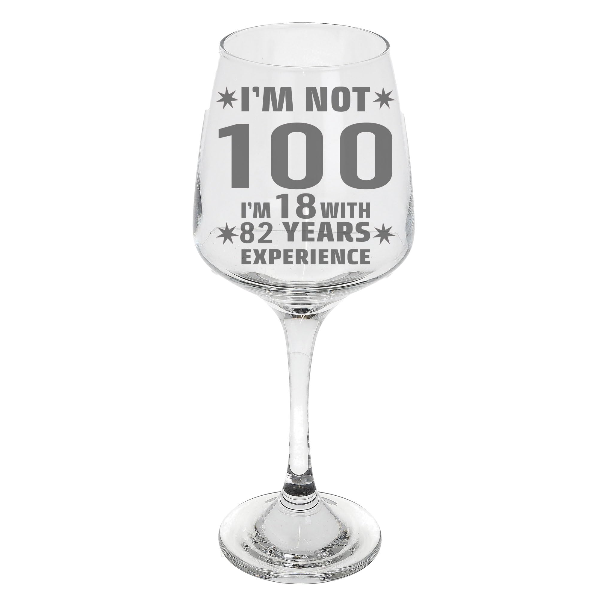 I'm Not 100 I'm 18 with Experience Funny 100th Birthday Engraved Wine Glass Gift for Hundred Year Old 100th Birthday 400ml Large Wine Glass Gifts for Women or Men Funny Novelty Present for Best Friend โ image 1