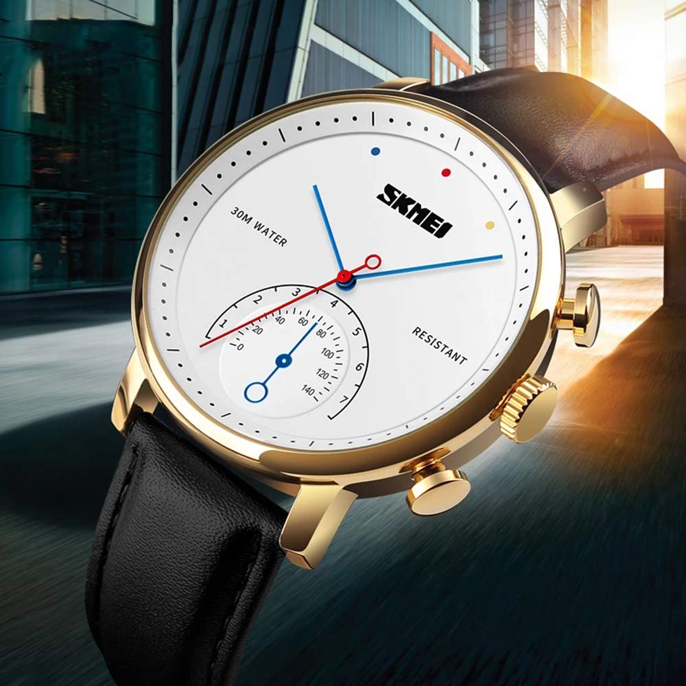 MASTOP Reloj de cuarzo para hombre, ultrafino, impermeable, analógico, de negocios, clásico