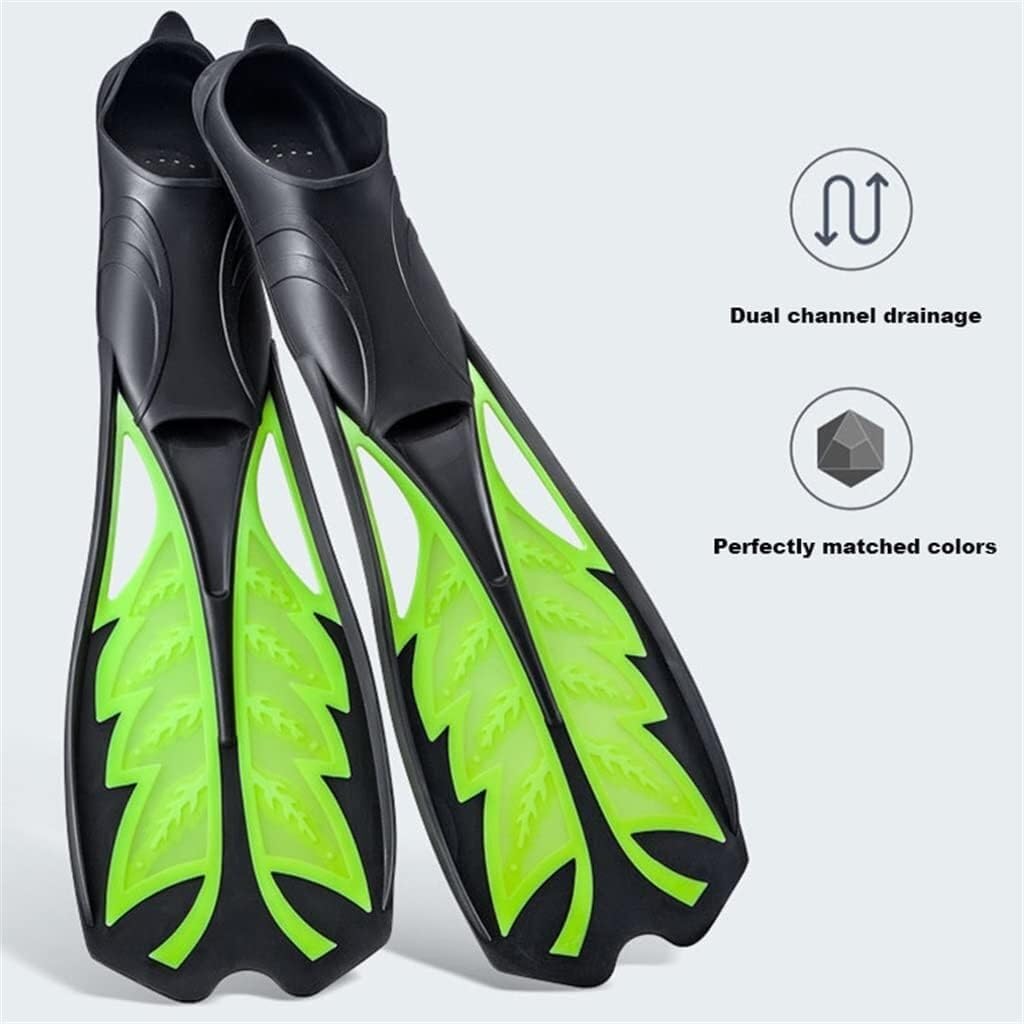 Pinne da immersione flessibili confortevoli per adulti, pinne professionali per apnea, pinne lunghe, gomme, pinne da nuoto antiscivolo, attrezzatura per lo snorkeling (Vert, codice S)