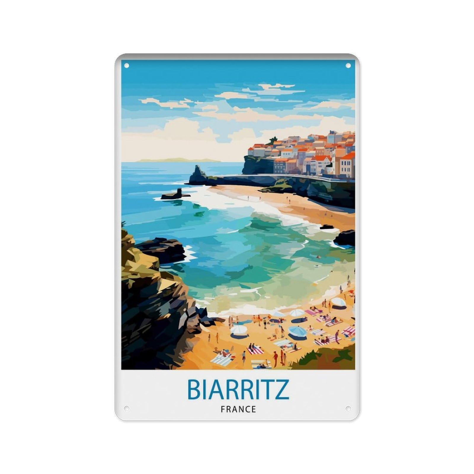 peiyeety Metal Tin Sign Biarritz France Travel Biarritz Decor Biarritz House Residence Decor Biarritz France Travel Poster Gift Biarritz 8 X 12 Inch