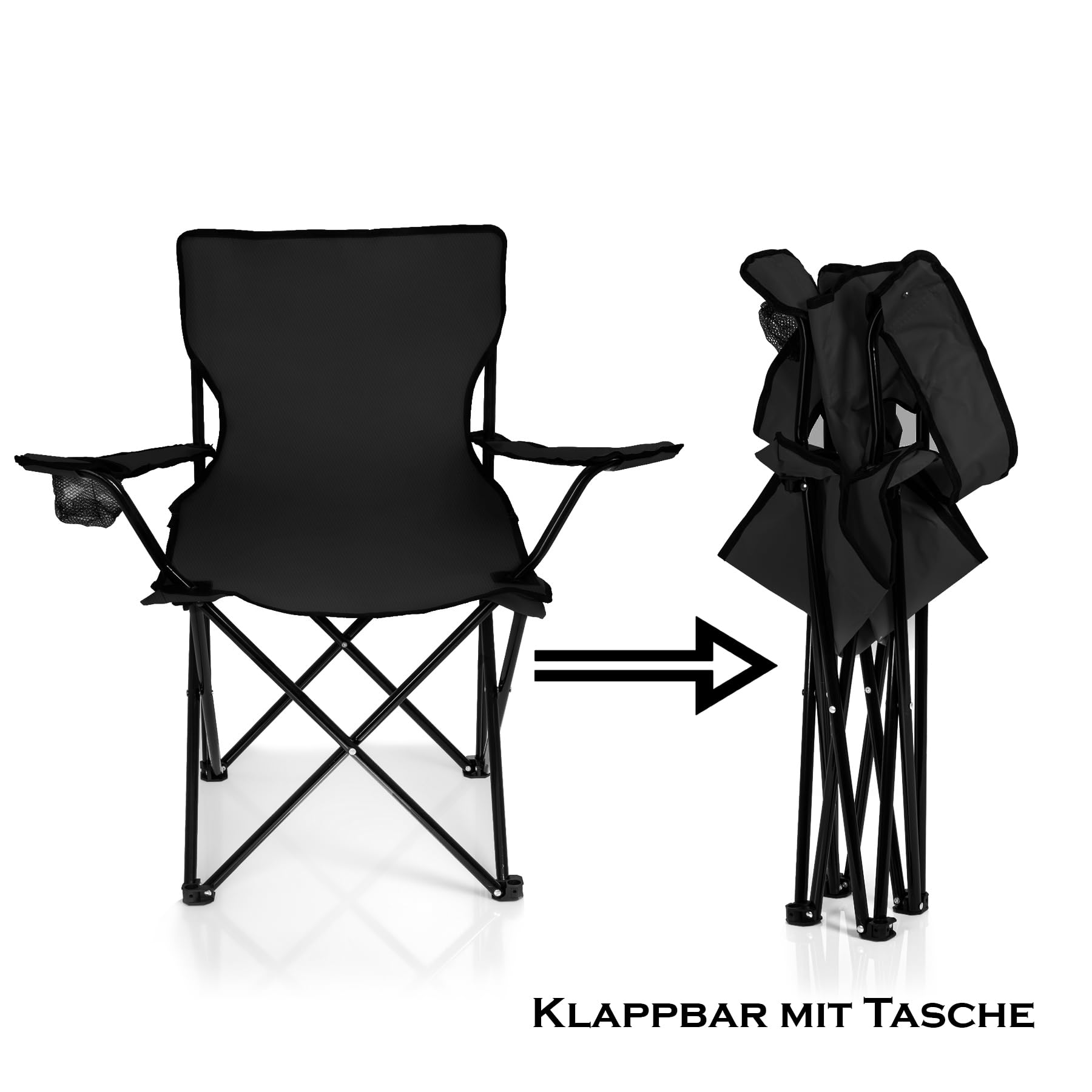 BigDean 2X Faltstuhl Campingstuhl Anglerstuhl mit Getränkehalter & Tragetasche - Anglersessel klappbar - Klappstuhl Gartenstuhl Faltstuhl Relaxsessel Angelsessel faltbar
