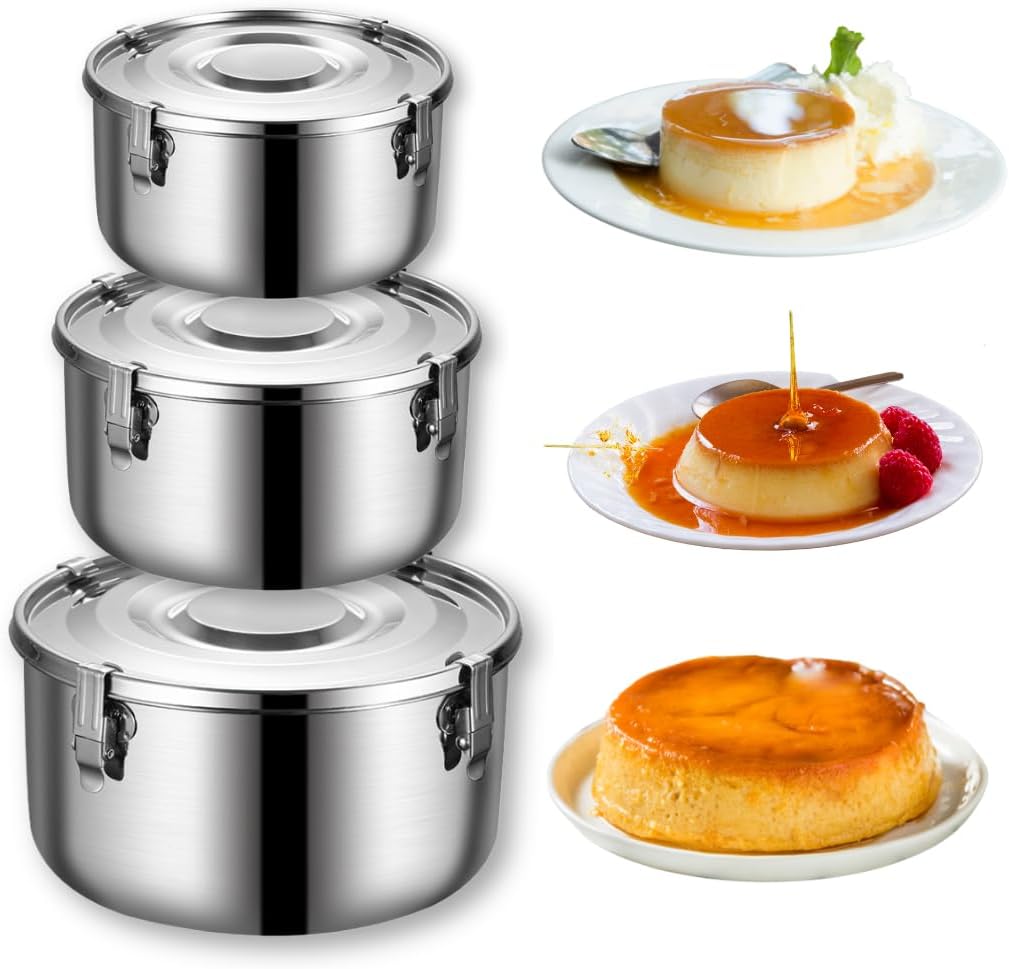 SISIGOO Stainless Steel Flan Molds for Baking with Water