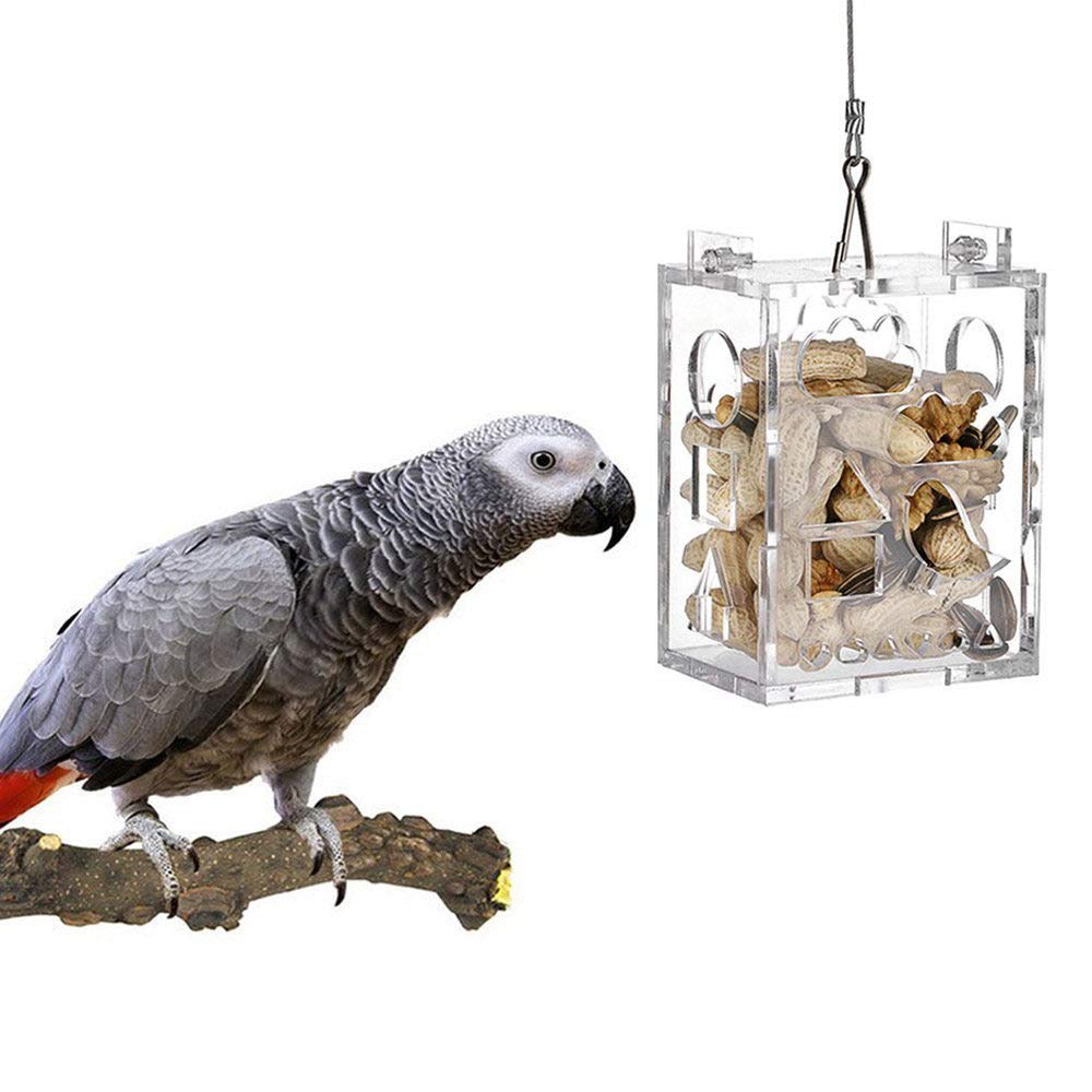 ZNZN Parrot Intelligence Toy,Bird Seed Food Foraging Intelligence Toy for Parrot Budgie Parakeet Cockatiel African Grey Cockatoo Macaw, Acrylic Box Toys No Need Assemble By Youself
