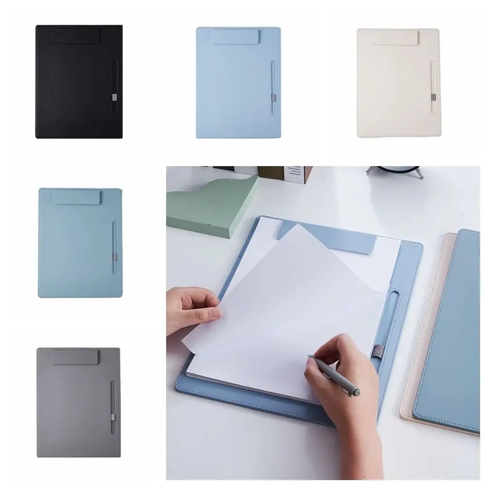 4PCS A4 Appunti Business Pad Cartella Board Esame Lavagna Speciale Clip Libro Cancelleria Blocco da scrittura Cartone Firma Per l'ufficio(BLUE)