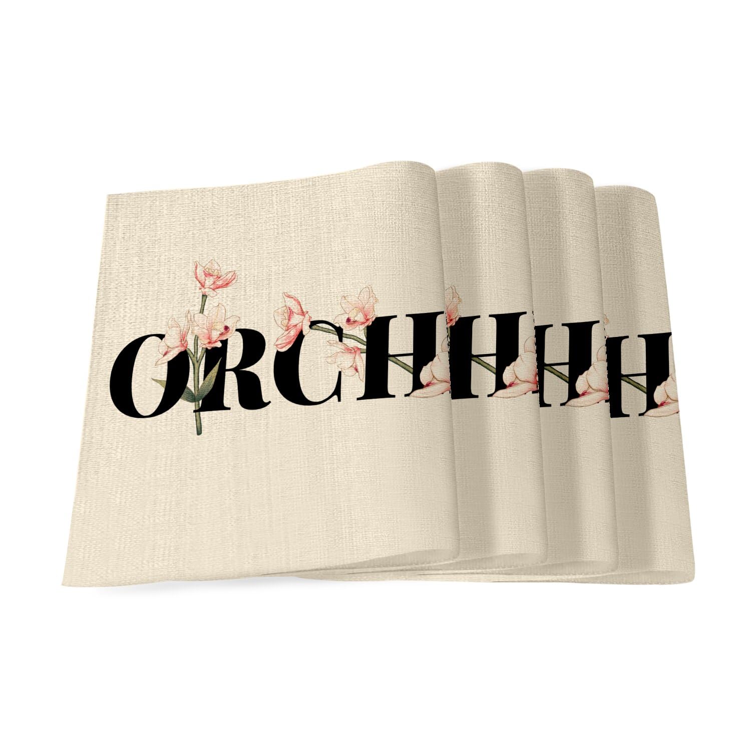 Sets de table en lin chic Orchid Flowers grand format 40x28.5 cm pour table raffinée
