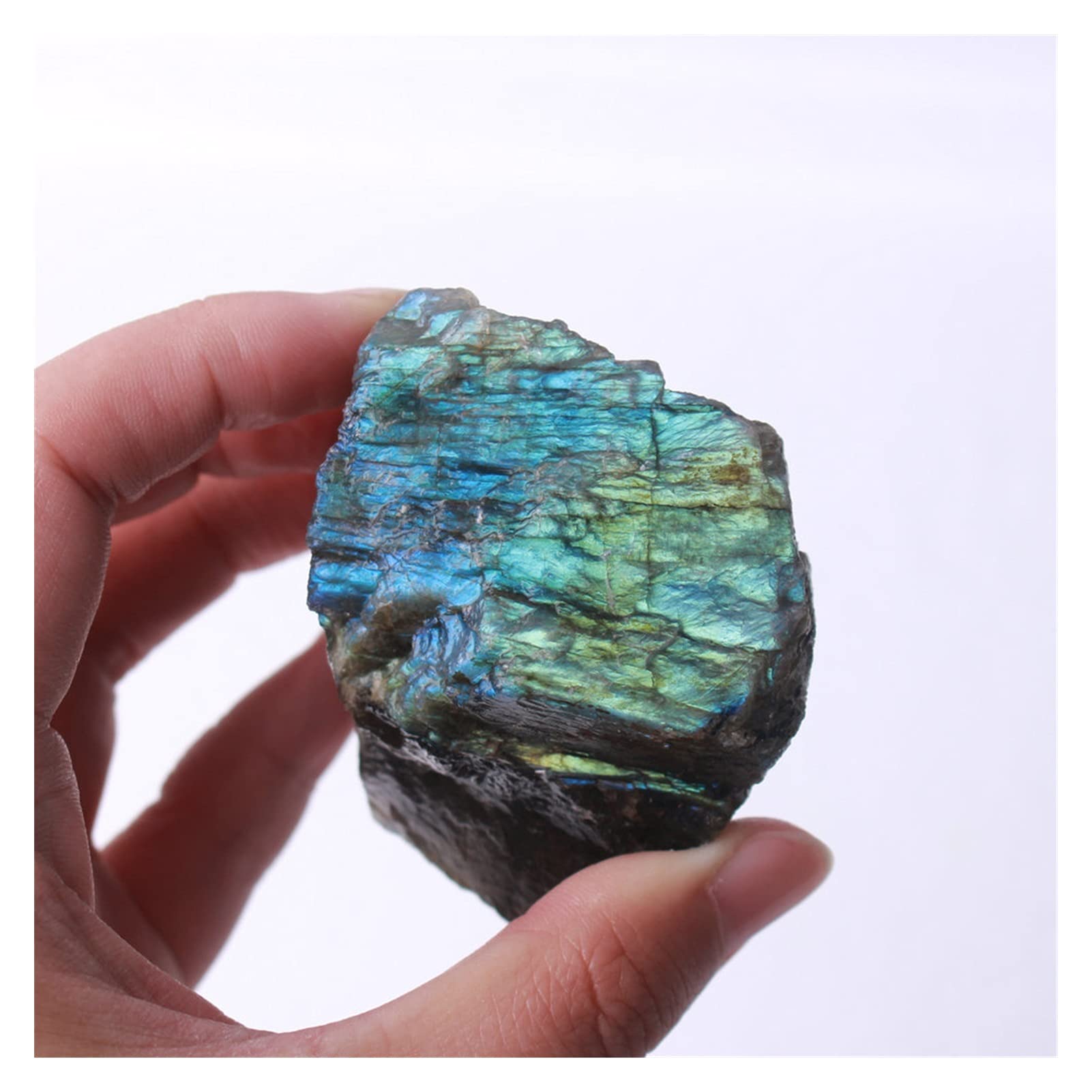 Cristallo Naturale Grezzo 1pc Pietra preziosa di Labradorite Colorata Naturale Grezza Pietra di Cristallo Collezioni di casa (Size : 100-150g)