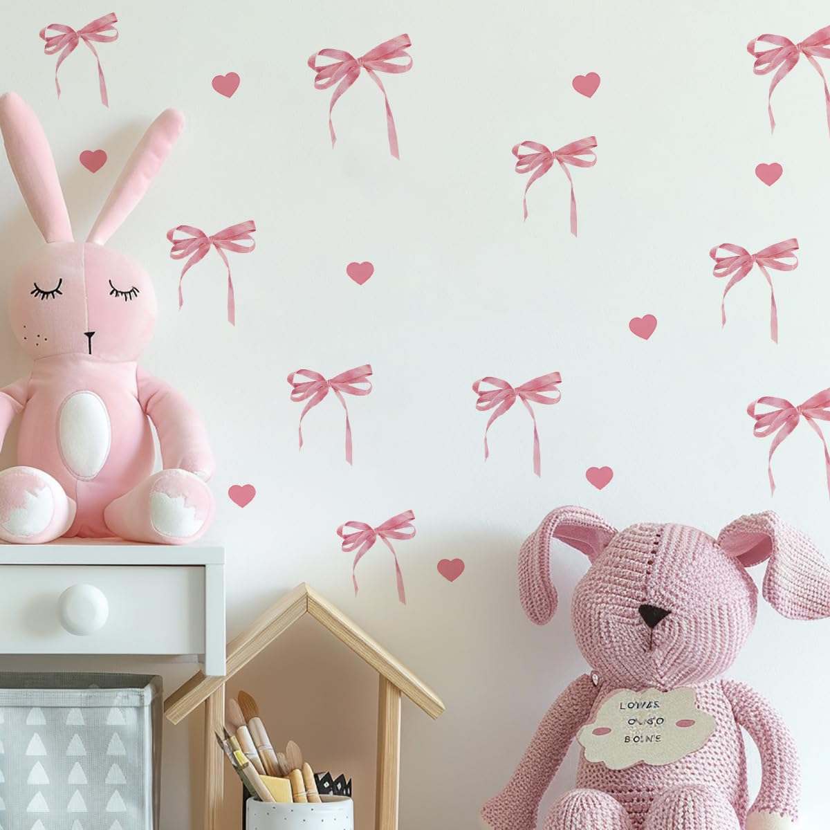 Stickers muraux nœud papillon rose pour décoration de chambre et salon