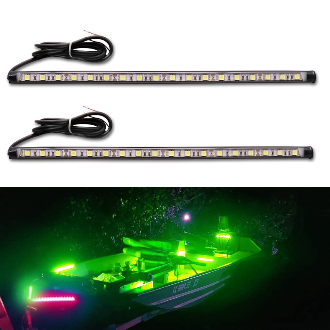 Botepon Navigation Lights - LED Bow Lights, Green & Red, Night Fishing, Deck, IP67 Waterproof for Pontoon, Dinghy, Kayak, Jon Boat, Yacht
