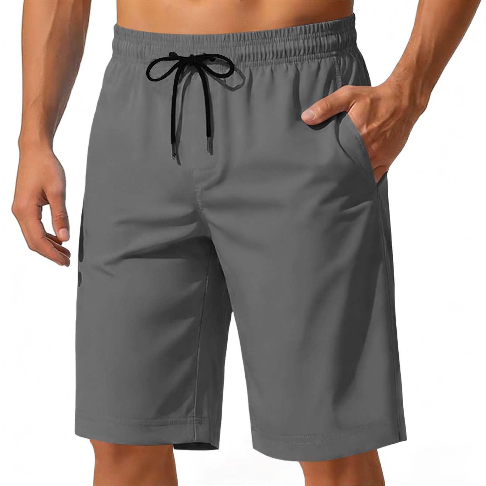 Shorts Herren Sommer Kurze Hosen Bermuda Chino Shorts Casual Outdoorshorts Strandshorts Männer Freizeitshorts Laufshorts Baggy Einfarbig Herrenshorts Kurz Sporthose Dunkelgrau S