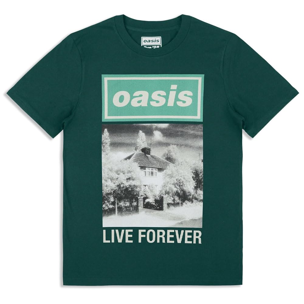 Paradiso Clothing Unisex Green Oasis Live Forever Single Cover T Shirt - S