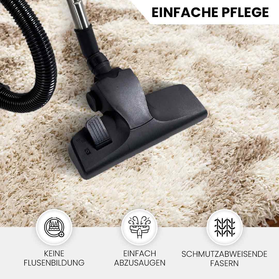 Livabliss Sarajevo Shaggy Berber Teppich - Flauschiger Teppich groß für Wohnzimmer, Esszimmer, Schlafzimmer, Langflor Hochflor Teppiche flauschig - 160x220 cm, Wohnzimmerteppich in Beige und Weiß