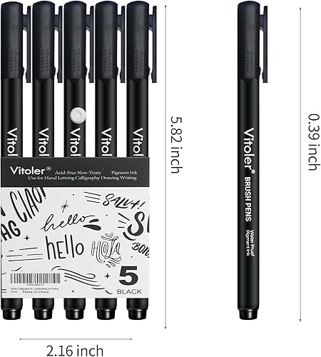 Miniatura 7 de Vitoler Bolígrafos de caligrafía, bolígrafos de letras a mano, paquete de 5 bolígrafos técnicos de tinta negra para principiantes, escritura,