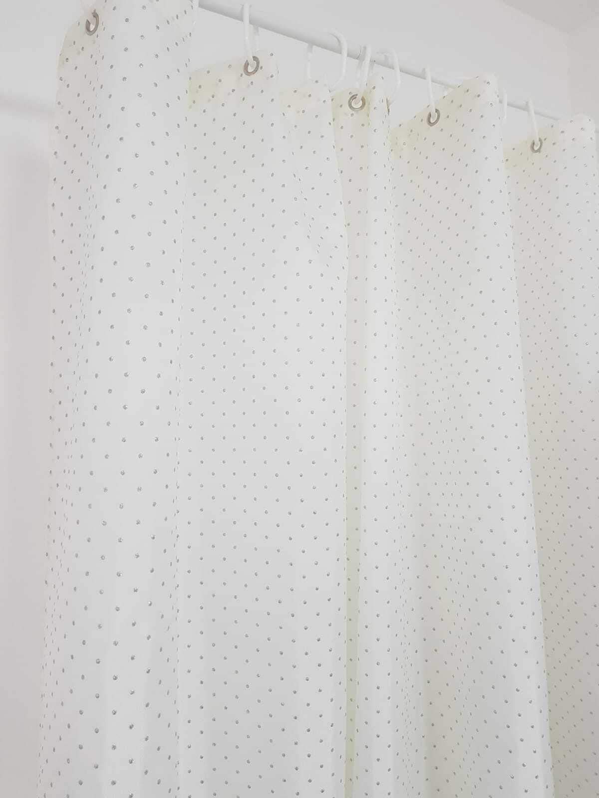 Optimal Products Diamante Cream 180 X 180 Cm Diamante Glitter Shower Curtain With Hooks Machine Washable Waterproof Long Drop (Diamante Cream 180 X 180 Cm)