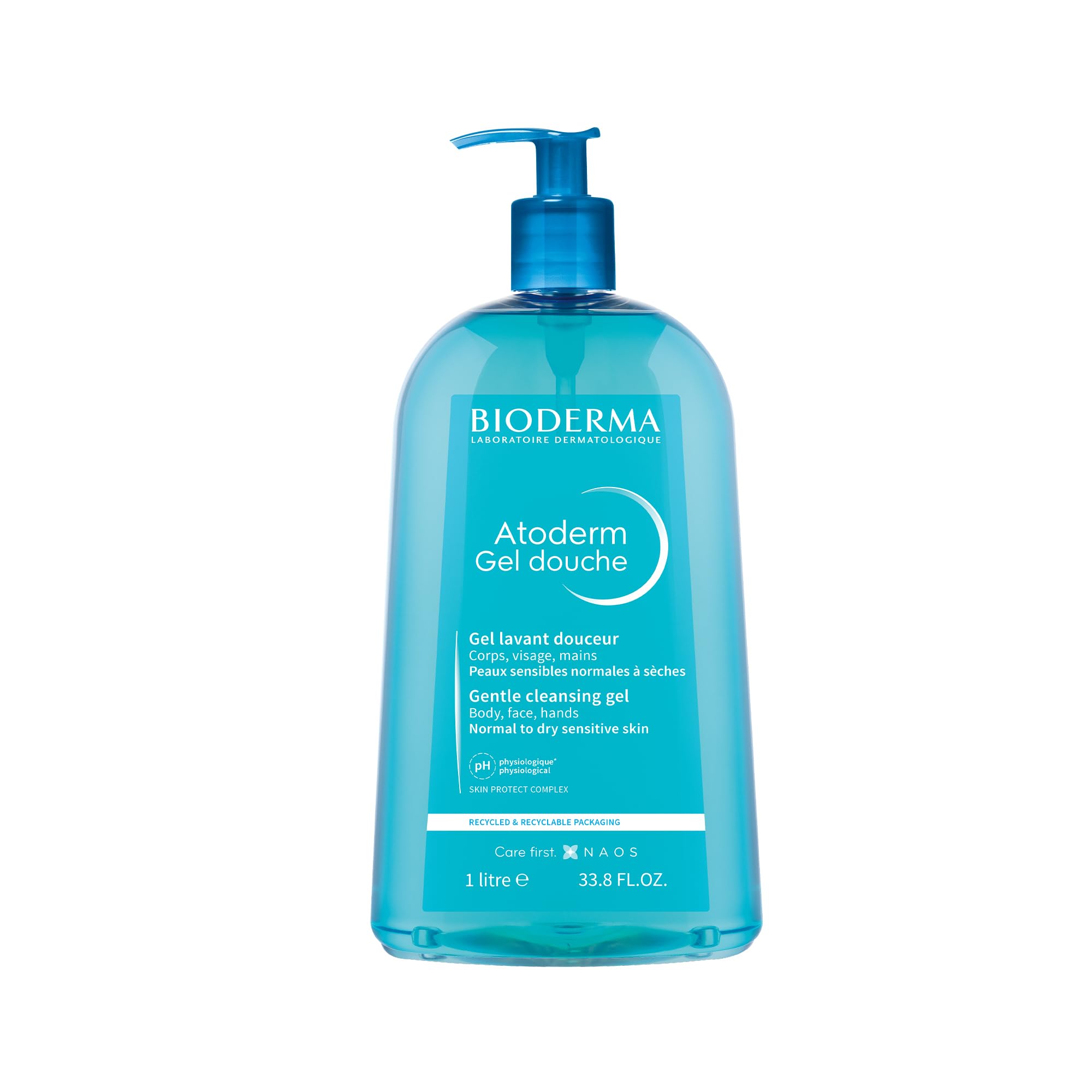 Bioderma Atoderm Gel Douche Ultra Gentle | Soap-Free Daily Use Shower Gel with Niacinamide for 24H Hydration & Glycerin| Boosts Hyaluronic Acid & Ceramides | Normal to Dry Skin (1L)