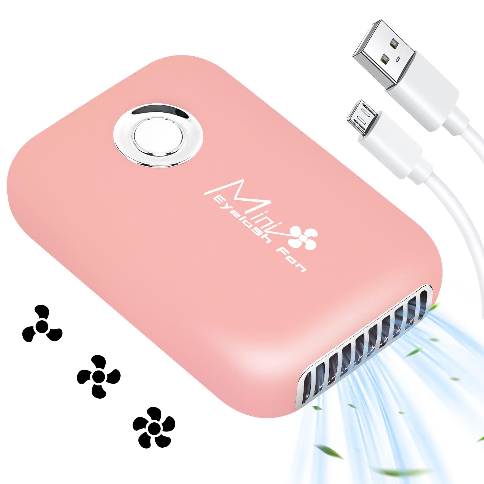 Eyelashes Rechargeable Fan, Mini Lash Fan Eyelash Extensions Portable USB Handheld Fan Dryer Air Conditioning Blower for Eyelash Extension Supplies (Pink)