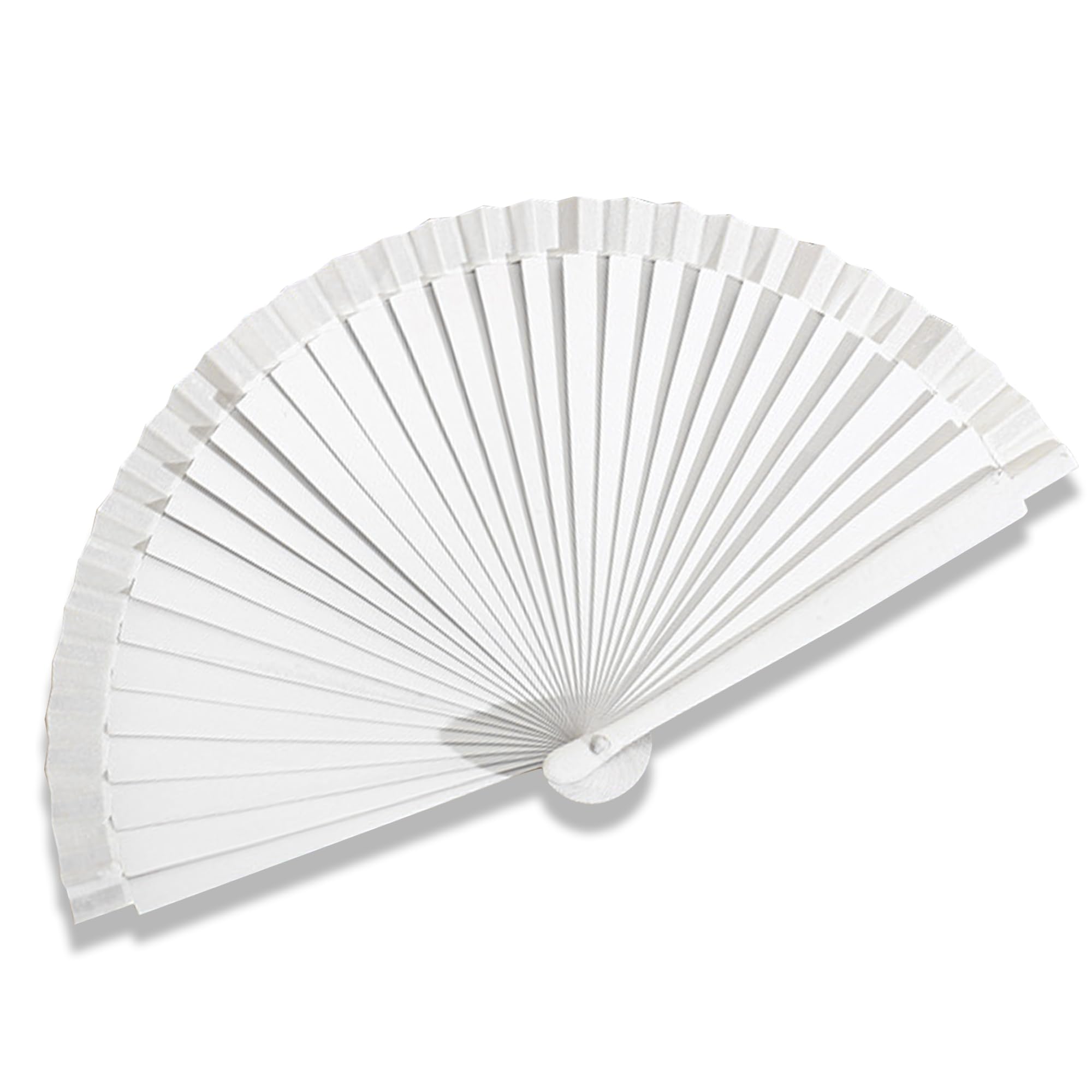 Hemu Wood Folding Fan - Vintage Chinese Japanese Silk Portable Decorative Fan for Weddings, Parties, Festivals, Gifts and Decorations (White)