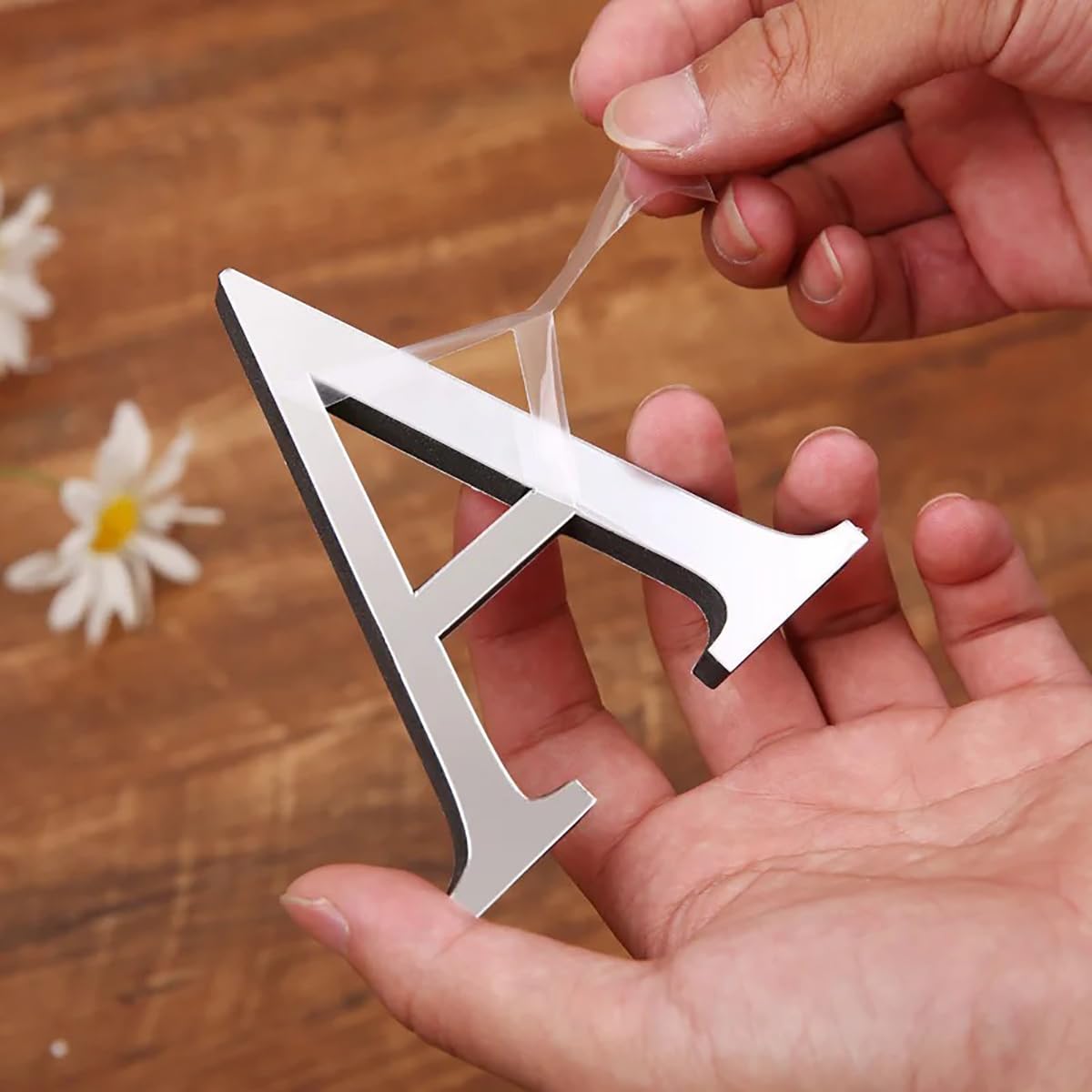Letras Adhesivas De Pared Plateadas, Espejo Acrílico 3D, Alfabeto Autoadhesivo, Letras Decorativas para El Hogar, Sala De Estar, Dormitorio, Oficina, Decoración De Fiestas