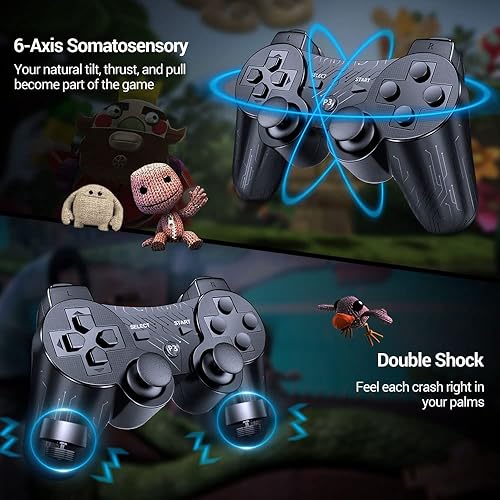 Miniatura 5 de OKHAHA Controlador inalámbrico para PS3 controlador inalámbrico para Playstation 3 controlador inalámbrico para PS3 remoto doble amortiguador negro