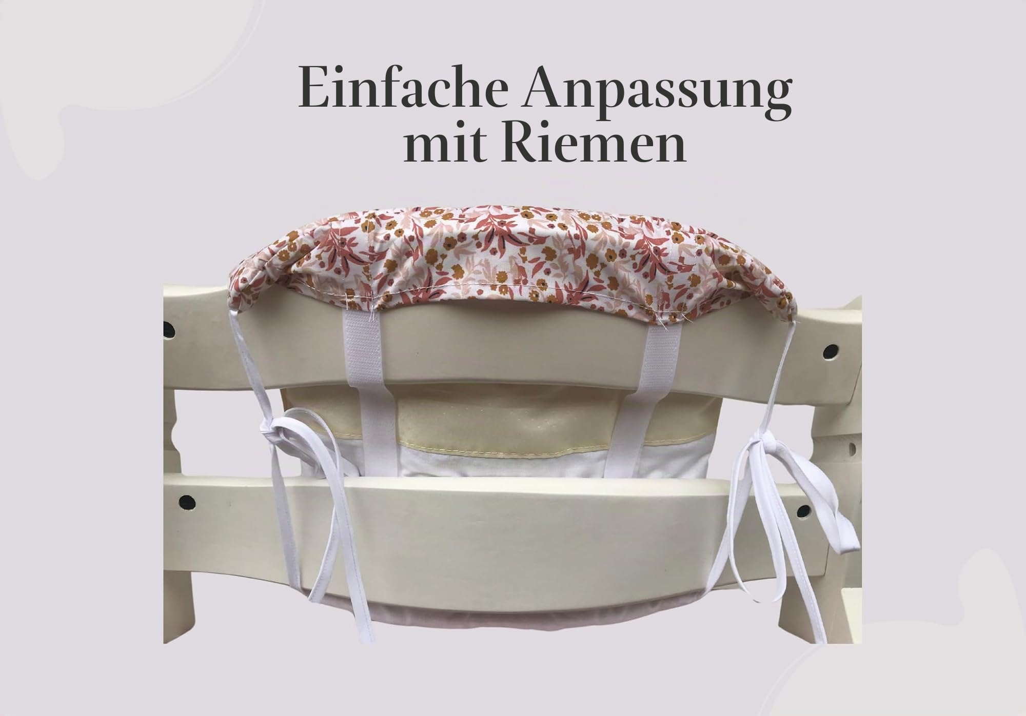 Hochstuhl-Sitzkissen, Einfache Reinigung, rutschfest, Kompatibel mit Hauck Alpha und ähnlichen Hochstühlen, Blumen Rosa