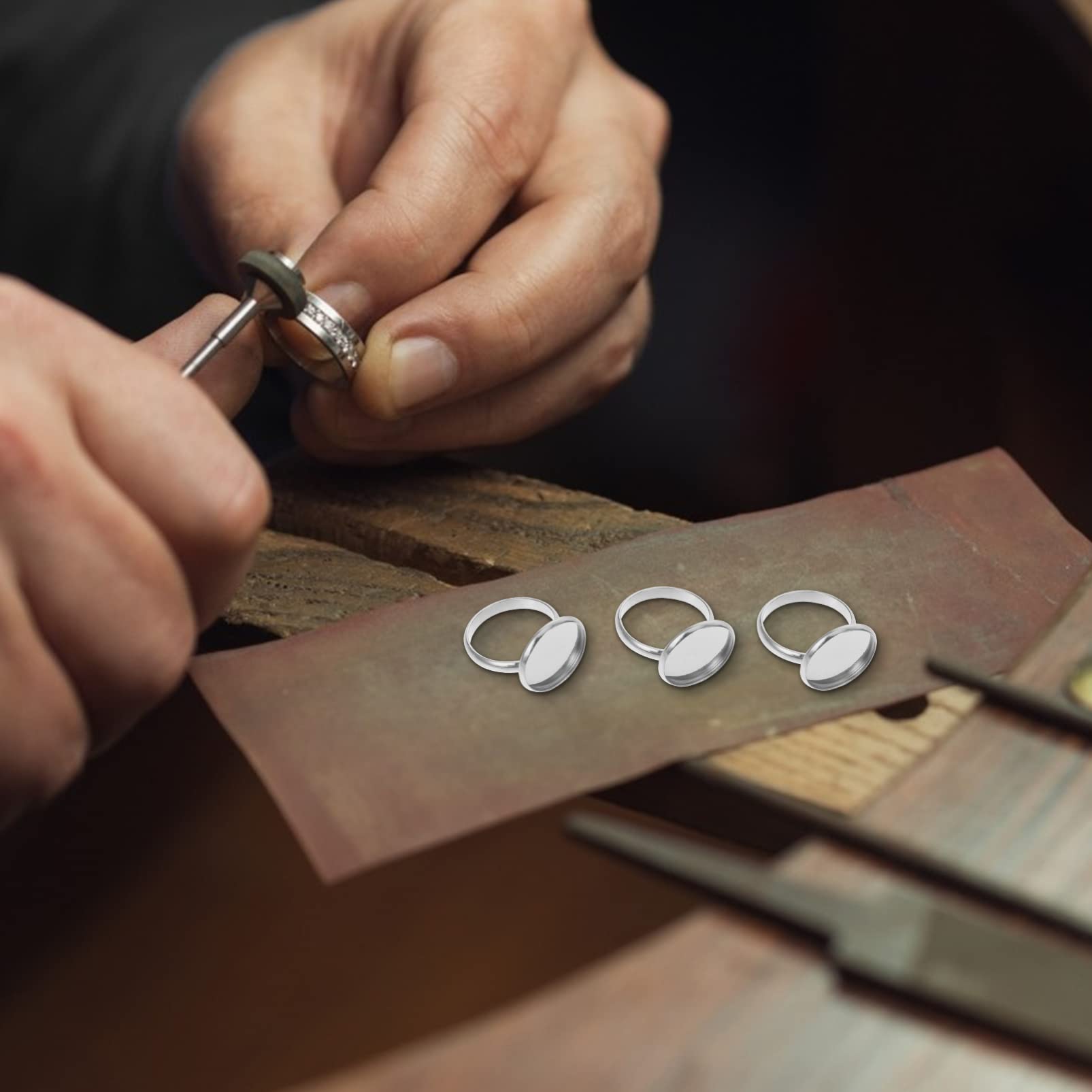 10 Bases De Bague Argentées Réglables 20 Mm – Pour Création Bijoux