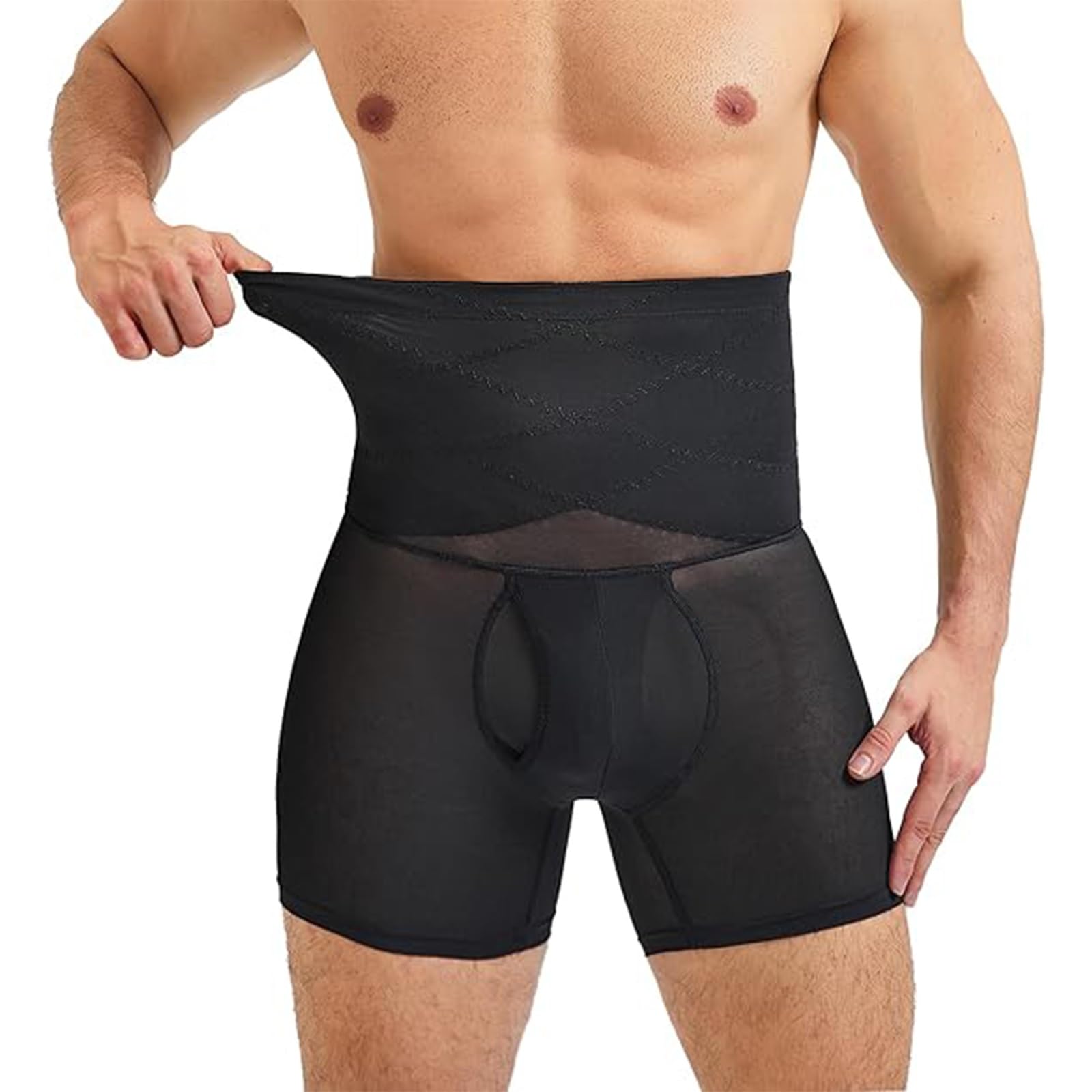 THE WHITE SHOPTHE WHITE SHOP Men's Compression Shorts Elastic Performance,Men’s Shapewear Tummy Control Shorts High Waist Slimming Body Shaper Seamless Boxer Brief Underwear, One Color, XL