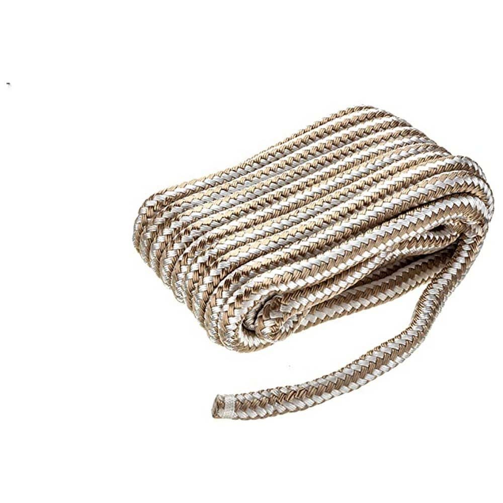 Seachoice Double-Braid Nylon Dock Line w/Eye Splice, Pre-Shrunk, Heat Stabilized, 5/8 in. X 30 Ft., Gold White