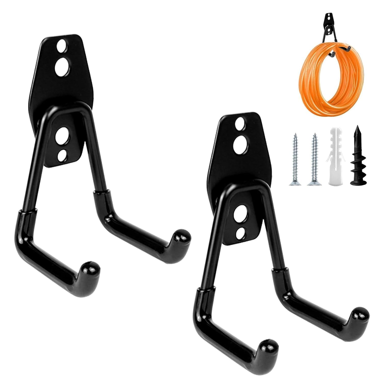 Heavy Duty Wall Hook for Hanging, 2 Pack Garage Tool Organizer Wall Mount, Metal Garage Storage Hooks for Ladder,Extension,Garden Tool, Small Utility Hook, Hose Holder for Outdoor and Indoors-image-10