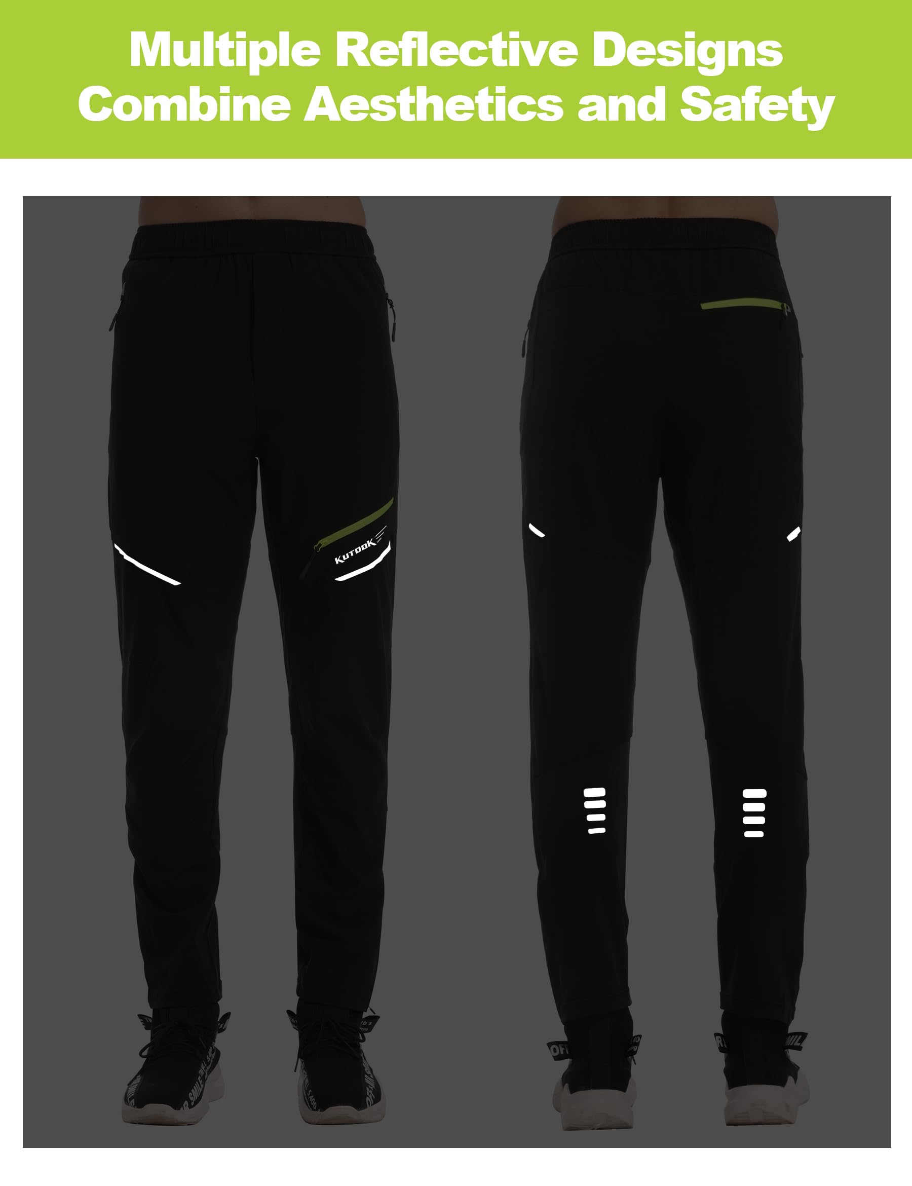 KUTOOK Pantalones Térmico de Ciclismo para Hombre Invierno con Forro Polar Elástico Pantalones de Bicicleta
