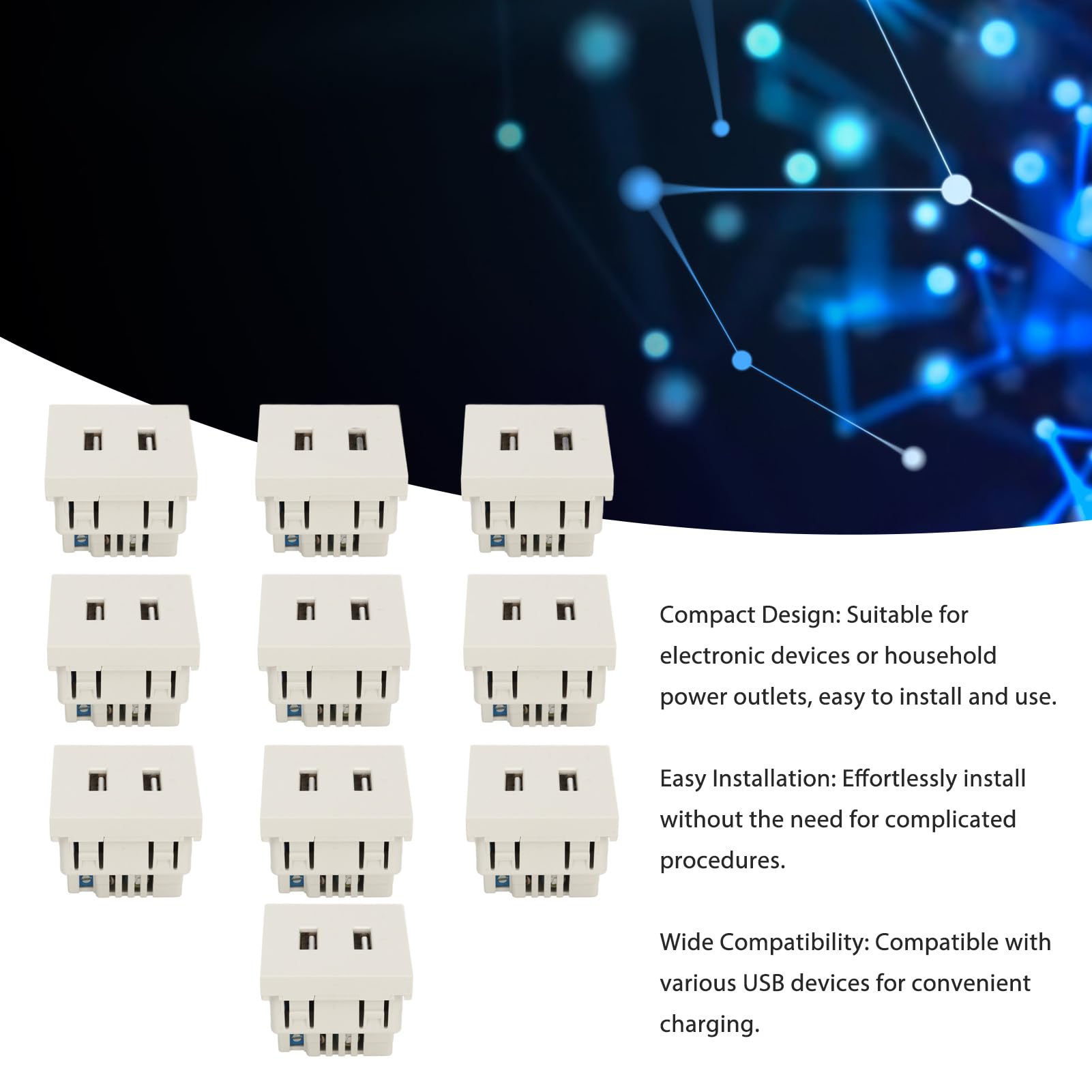 10PCS USB en Toma de Pared, Cargador de 2 Puertos de 10 W Carga Eficiente en Diseño de Pared Rendimiento Confiable Uso Versátil Solución de Ahorro de Espacio para Casas Rodantes