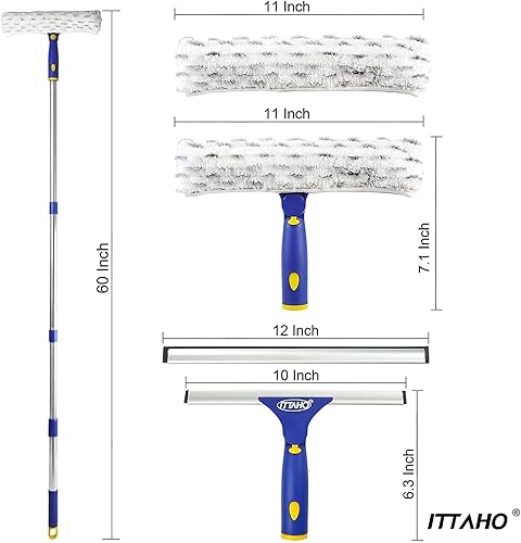 Miniatura 3 de ITTAHO Herramienta de limpieza de escobilla de ventana extensible y limpiador de ventanas de esponja