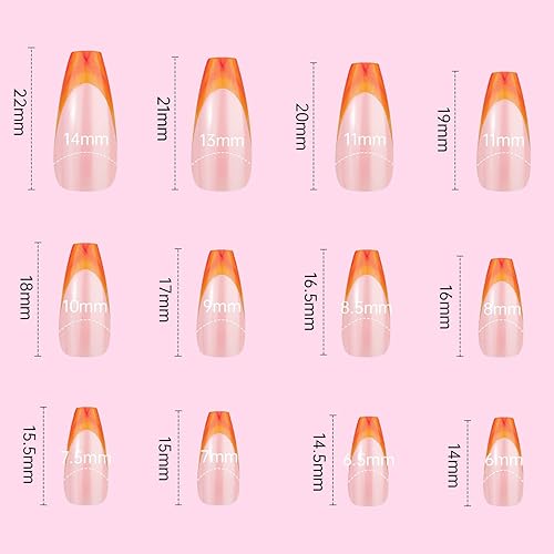 Miniatura 8 de Juego de 24 uñas a presión de color, kit de uñas postizas francesas para mujer, manicura larga sin esmalte de color sólido con pegamento de uñas