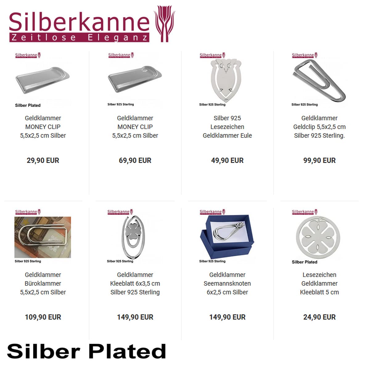 Silver Ice - Segnalibro in Argento Sterling 925, con Clip per Banconote, Lunghezza 11 cm
