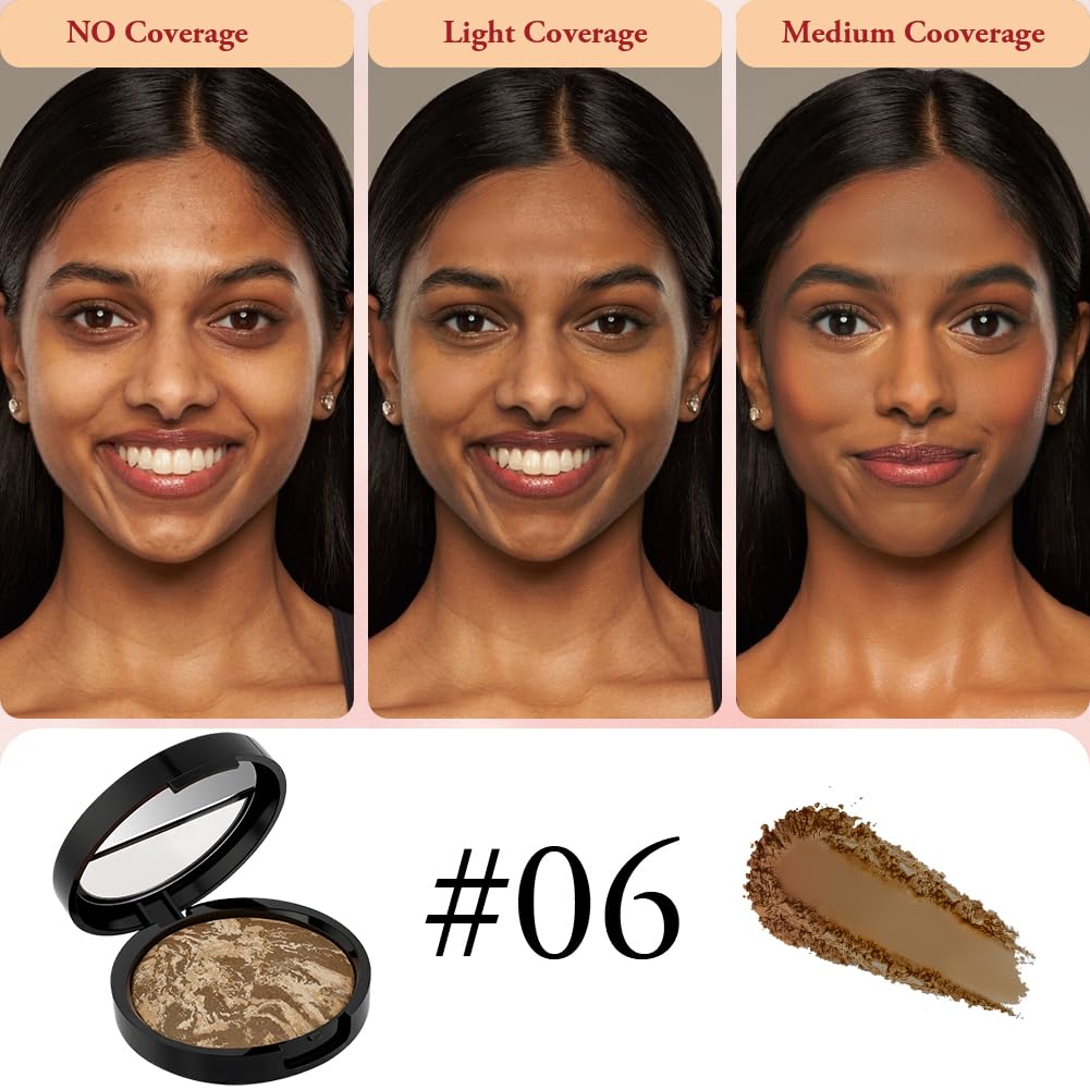 BUTBU Colour Correcting Powder Foundation, Baked Foundation for Mature Skin Brighten Illuminating Color Correcting foundation - Image 2