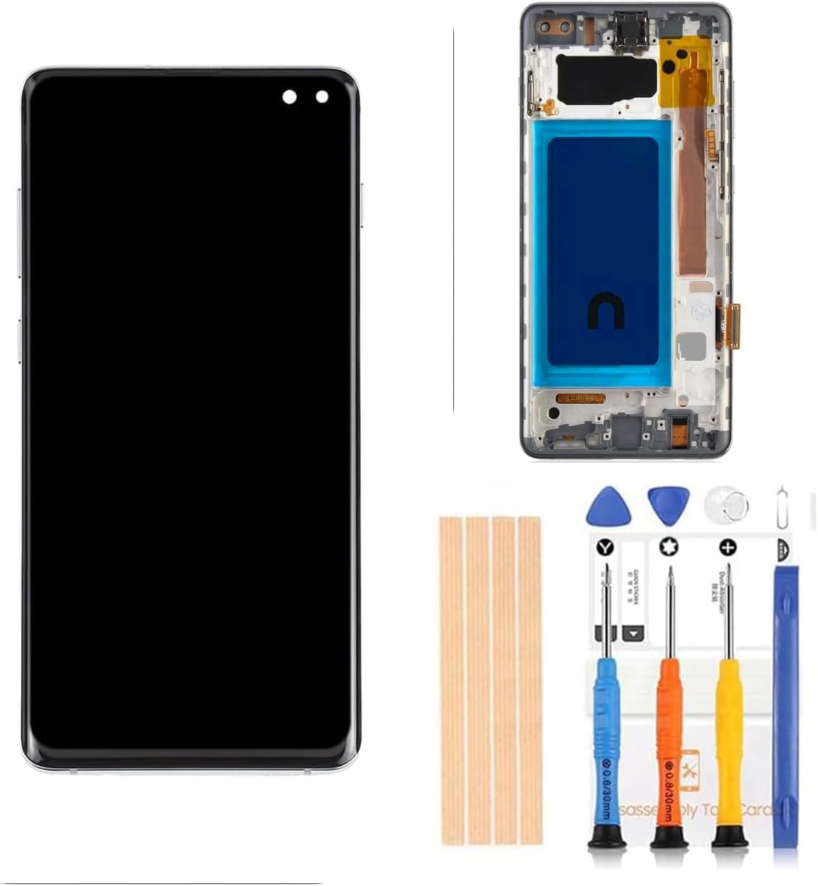 TFT LCD for Samsung Galaxy S10+ Plus G975 Digitizer Screen Touch Assembly Replacement LCD Display G975F/DS G975U G975W 6.4 inch with Prism White (Prism White)