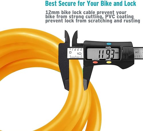 Miniatura 4 de Cable de bloqueo de bicicleta deportiva, bloqueo de cable de bicicleta de 4 pies con bloqueo de cable de bicicleta de combinación reajustable de 5