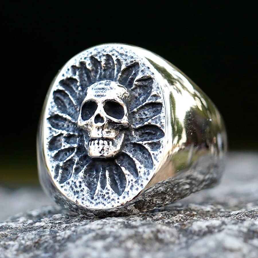 Image of 2023 Skull Ring Cool Evil Death Punk Rock Stainless Steel Rings Aly Style Jewelry