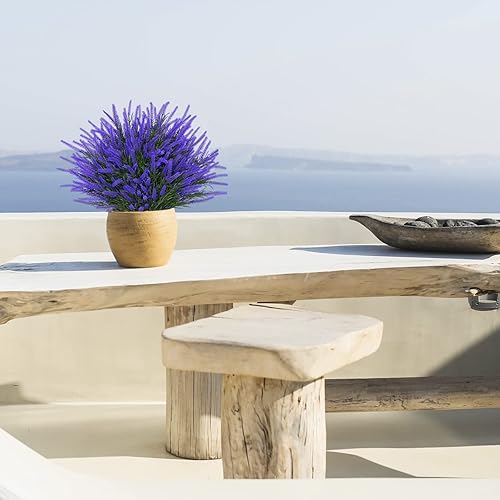 Miniatura 2 de 12 Bundles Fake Outdoor Flowers UV Resistant Plants Artificial Lavender Faux Plastic Shrubs Window Box Garden Porch Home DecorPurple