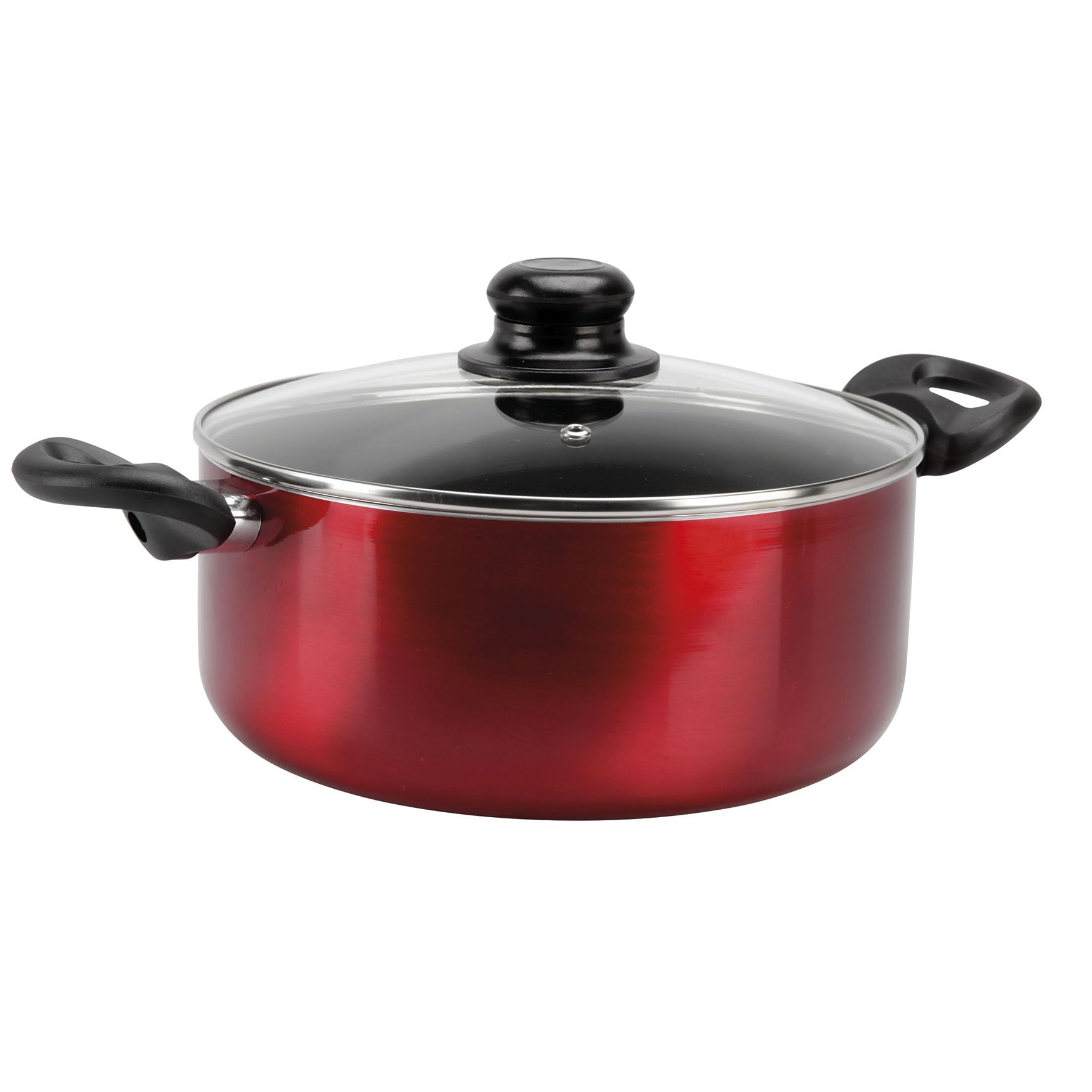 Sitram 712390 Rondel aluminiowy CHERRY Ø 24 cm - powłoka nieprzywierająca - kolor metaliczny czerwony - szklana pokrywa pary w zestawie - wszystkie palniki, w tym indukcyjne