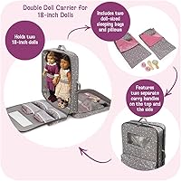 Vista 2 de Badger Basket Pack Pretty Double Doll Carrier Set para muñecas de 18 pulgadas con sacos de dormir y accesorios - Estrellas grises
